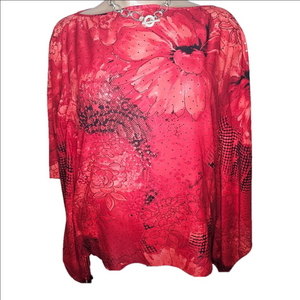 St John Bedazzled silk Blouse, M/L